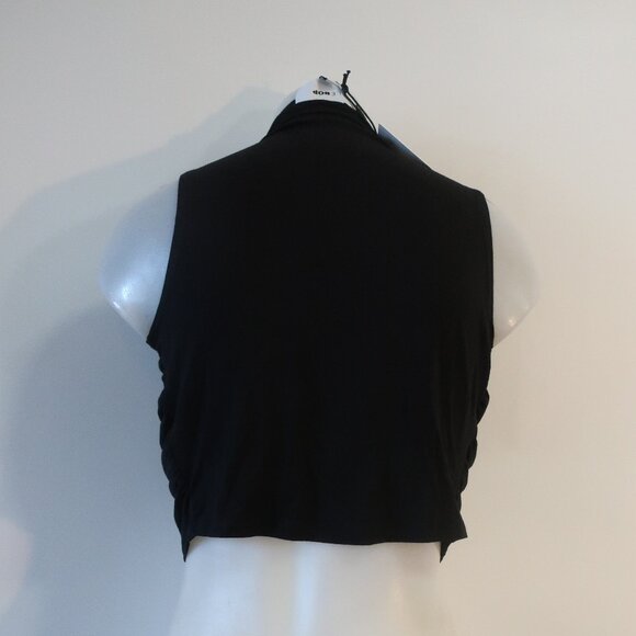 NWT Womens Le Bop Mel Black Sleeveless Draped Mock Neck Cropped Tank Top S - Picture 6 of 9